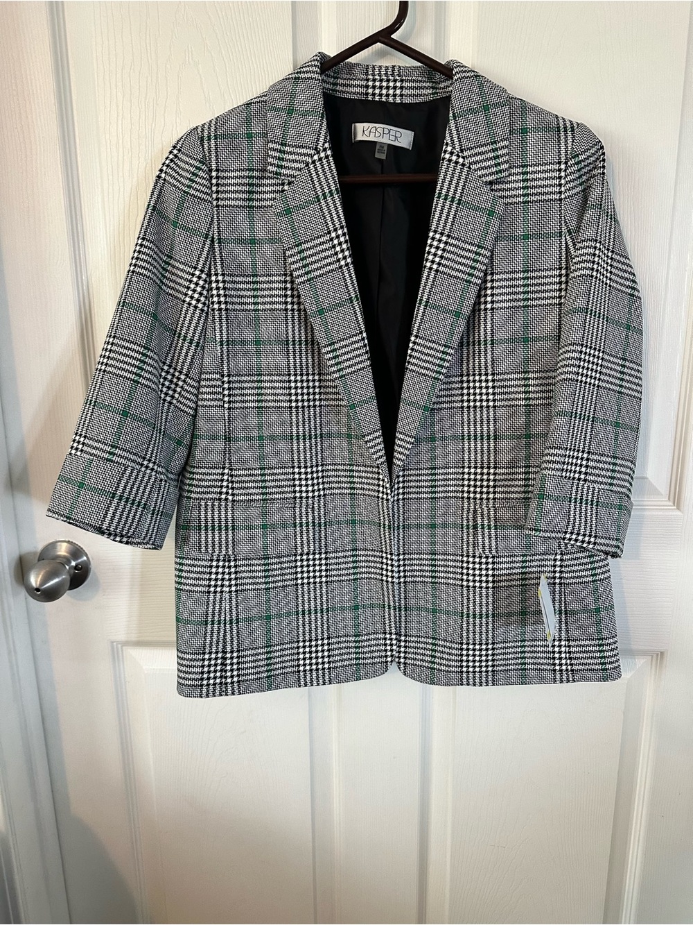 Kasper Gray Glen Plaid Blazer with Green Windowpane